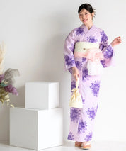 夏花浴衣 紫花ゆらり 単品