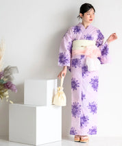 夏花浴衣 紫花ゆらり 単品