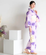 夏花浴衣 紫花ゆらり 単品