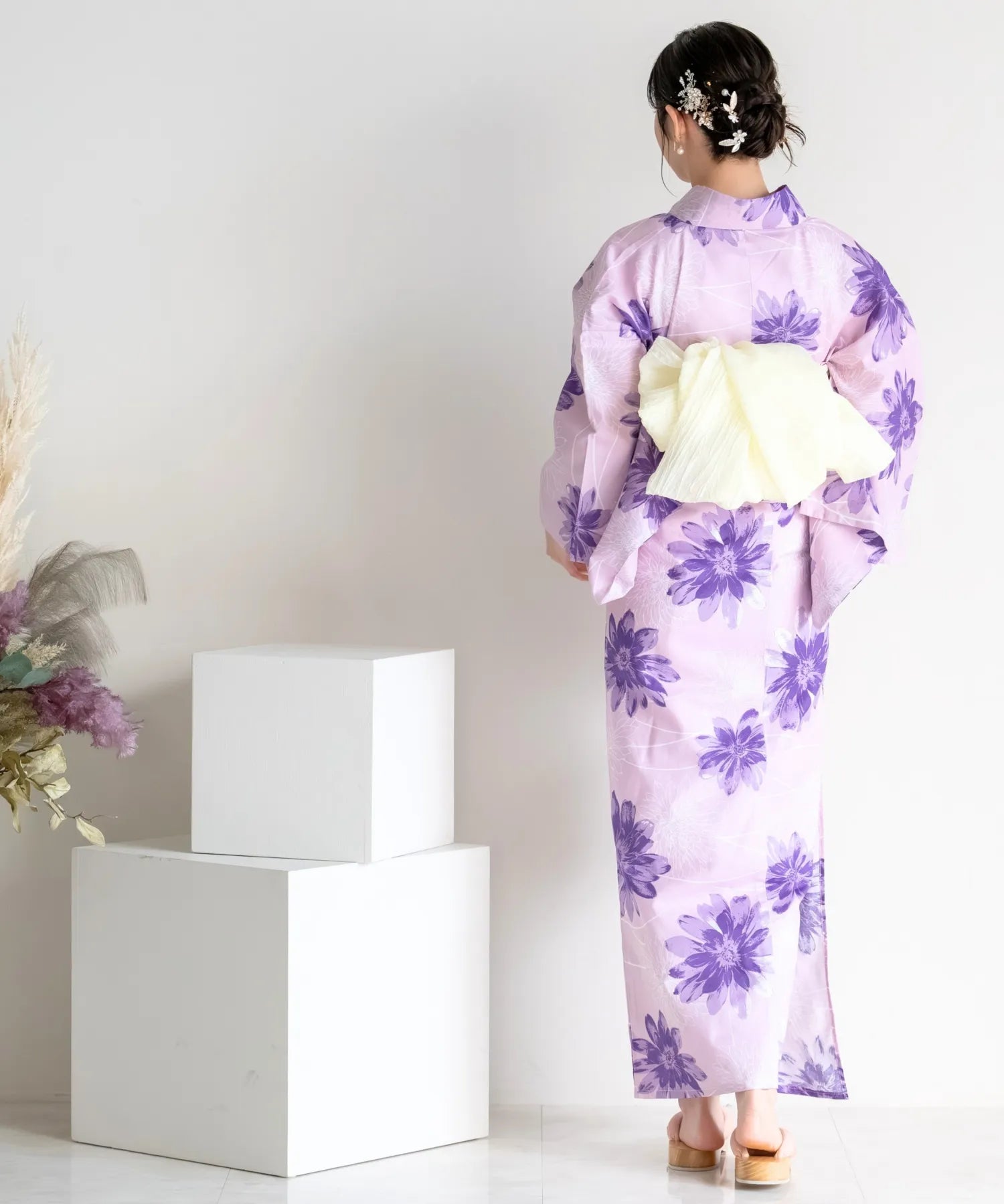 夏花浴衣 紫花ゆらり 単品