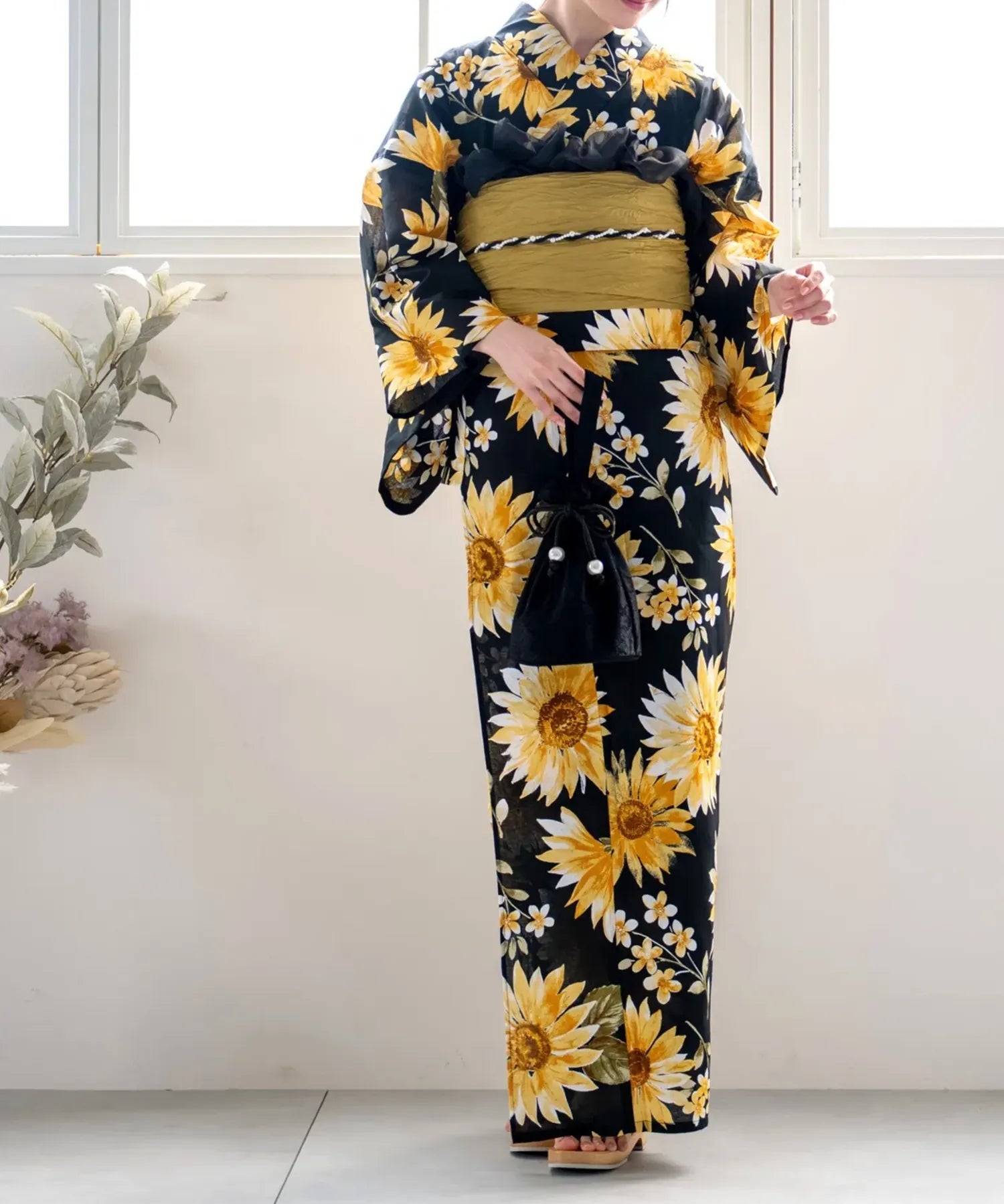 夏花浴衣 月影ひまわり 単品