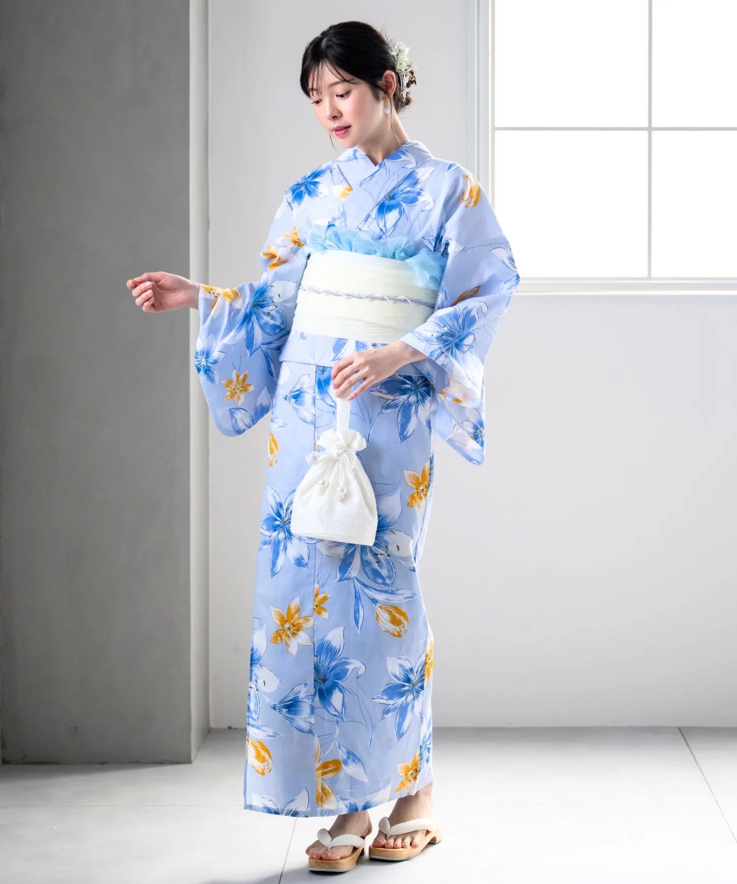 夏花浴衣 夏紋涼花 単品