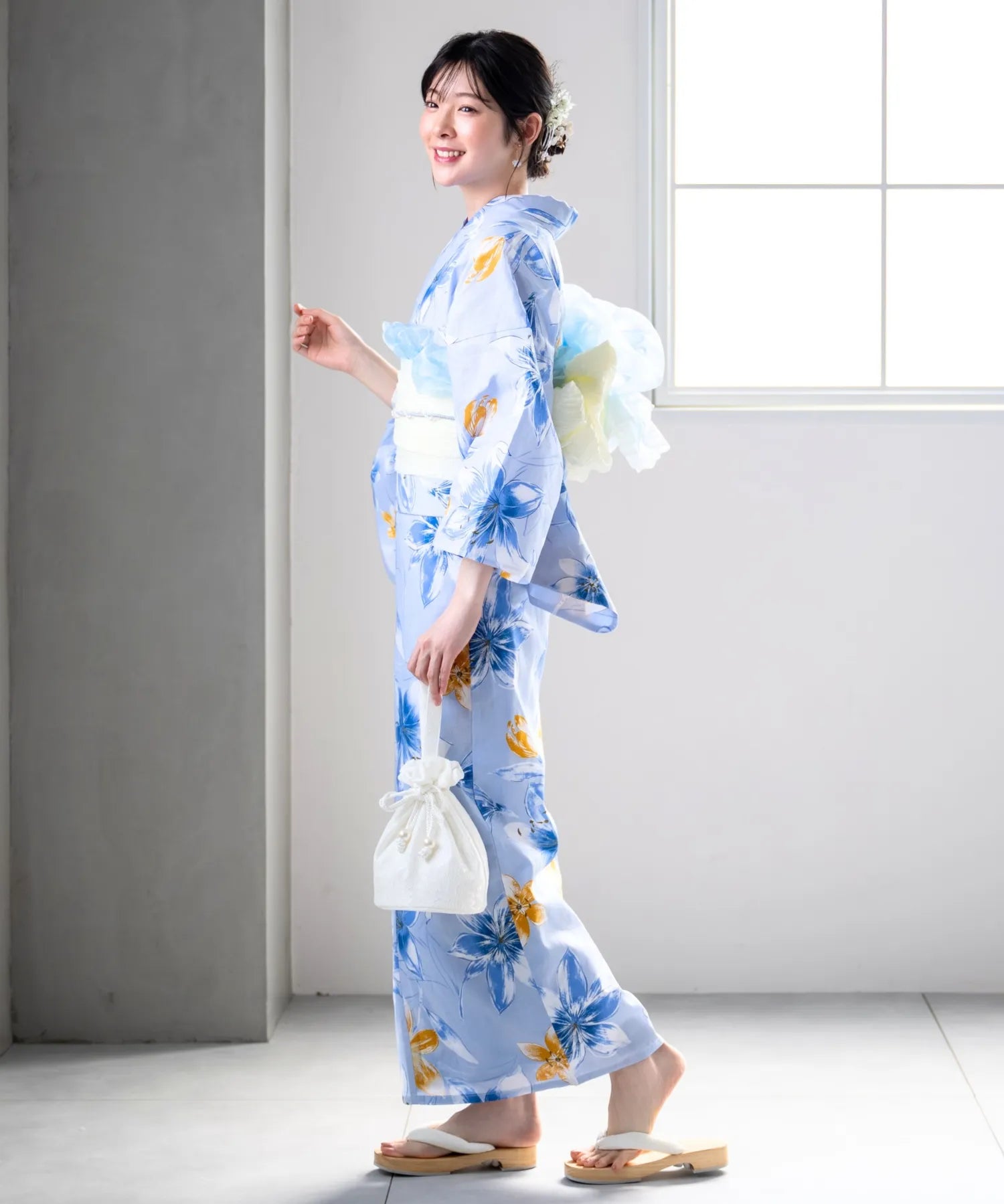 夏花浴衣 夏紋涼花 単品