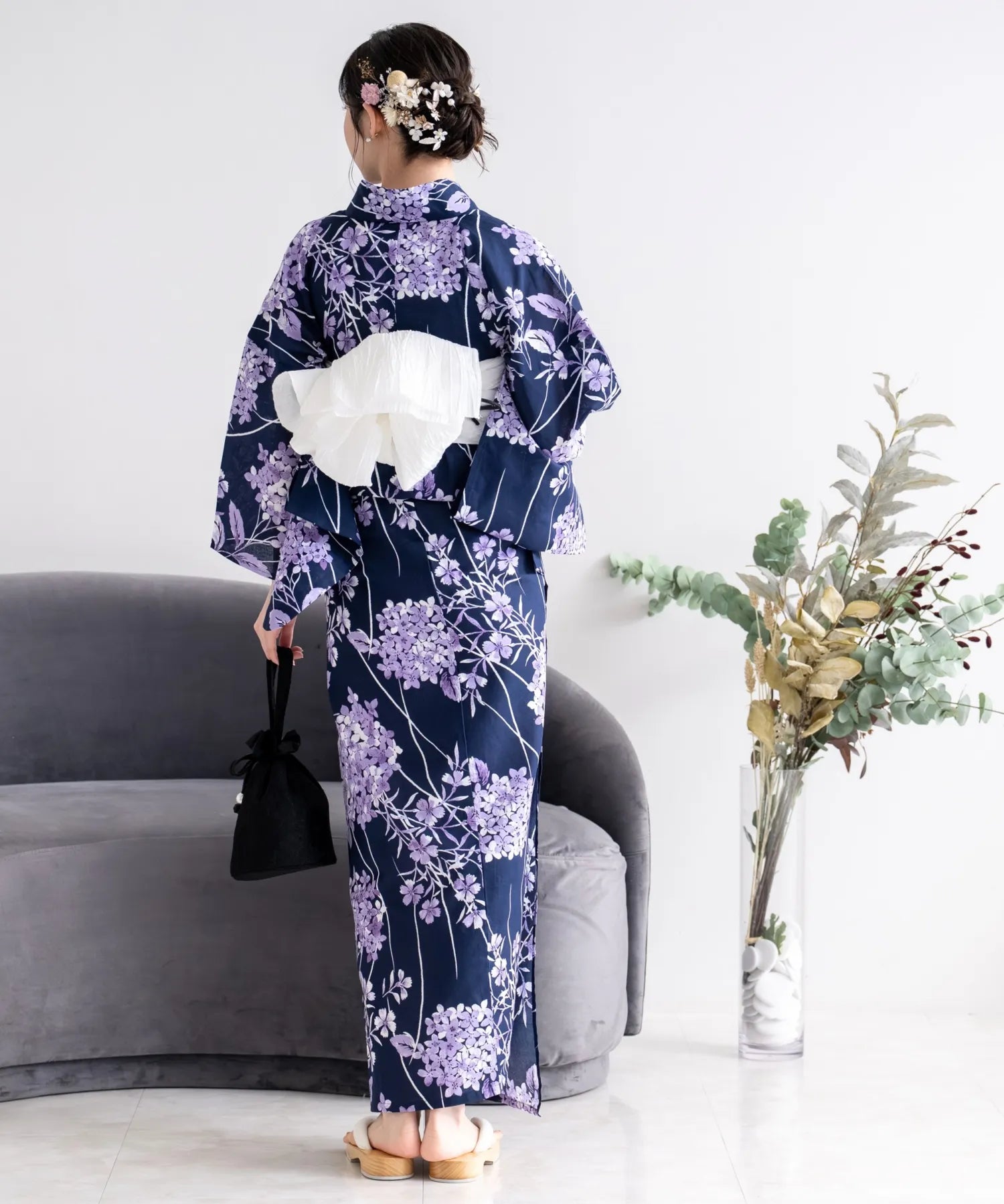 夏花浴衣 花影の紫陽花 単品