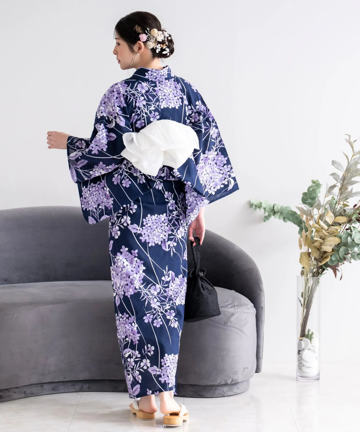 夏花浴衣 花影の紫陽花 単品