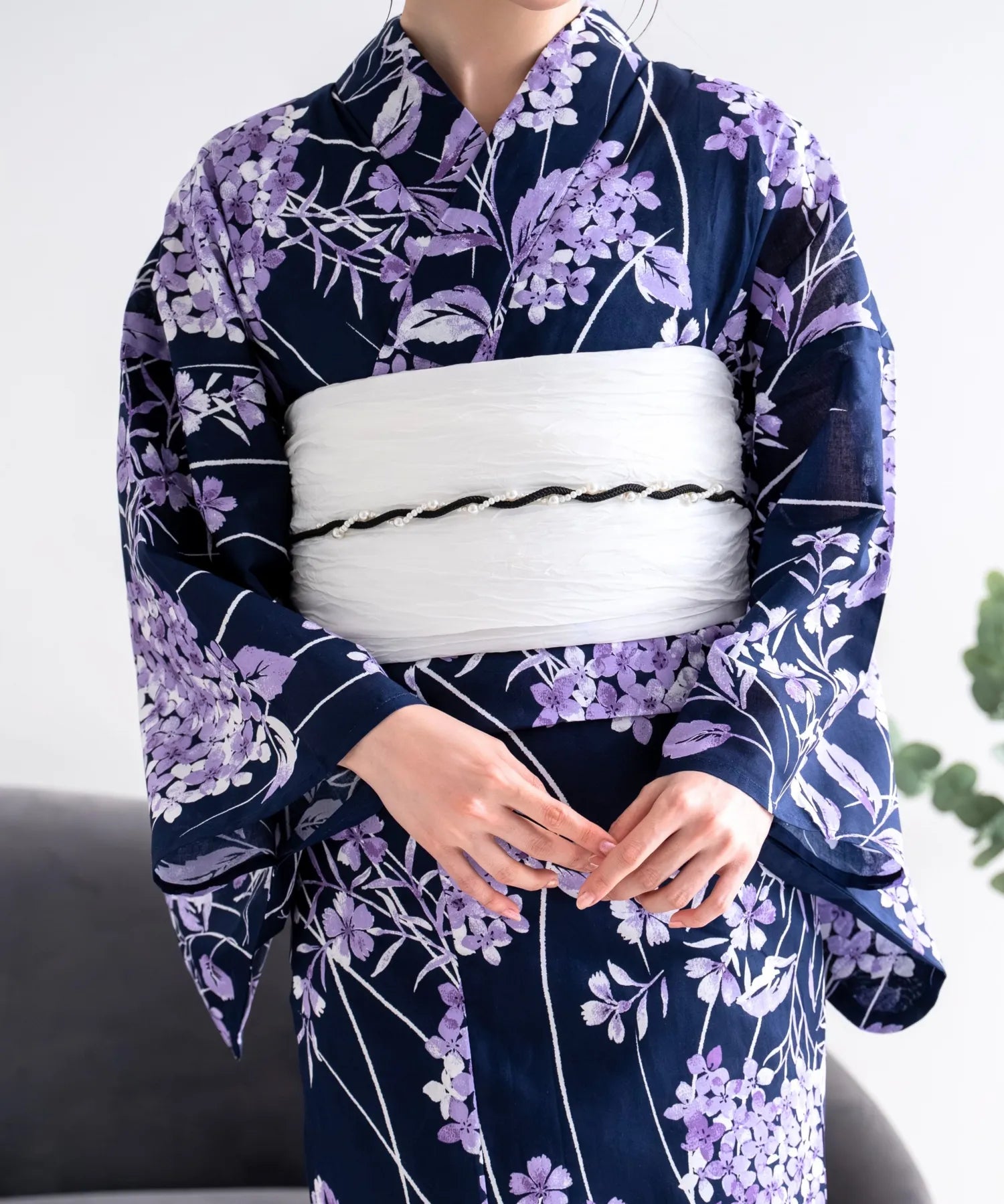 夏花浴衣 花影の紫陽花 単品