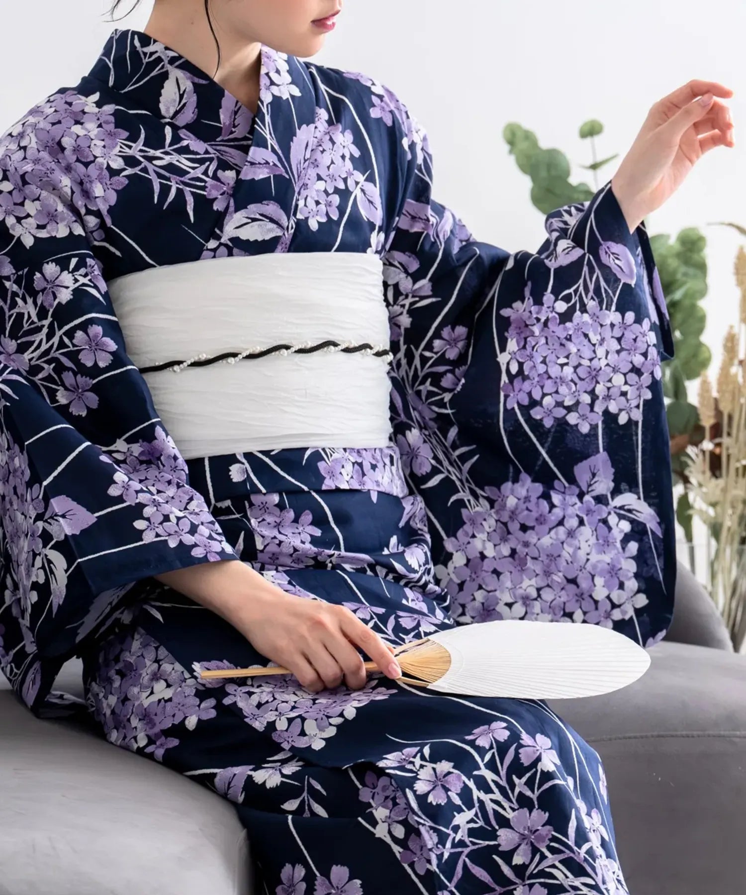 夏花浴衣 花影の紫陽花 単品