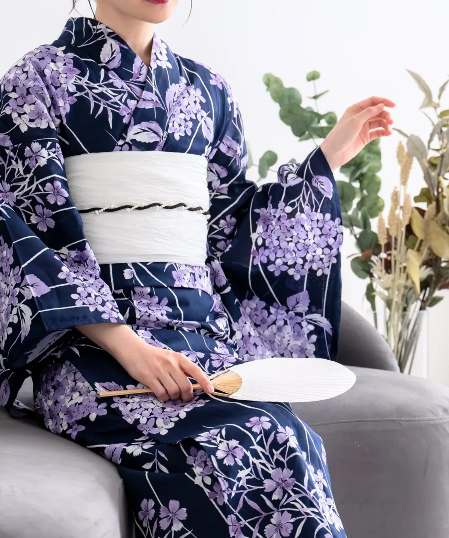 夏花浴衣 花影の紫陽花 単品