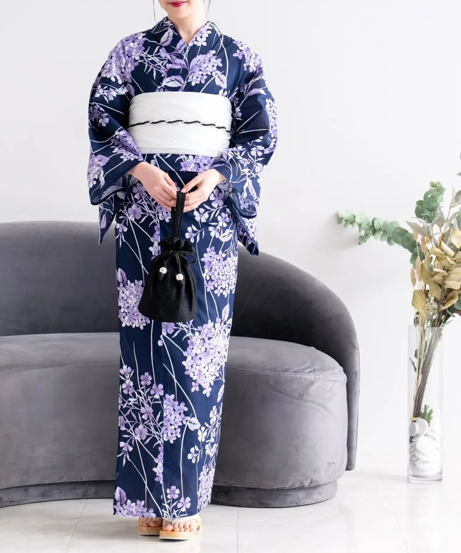 夏花浴衣 花影の紫陽花 単品