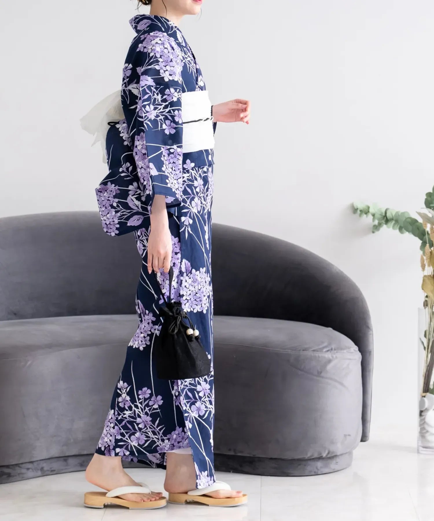 夏花浴衣 花影の紫陽花 単品