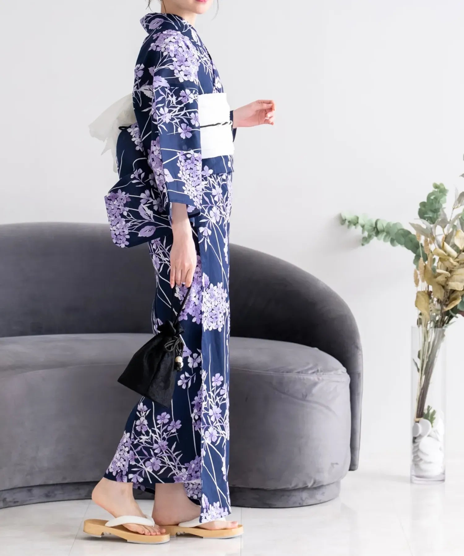 夏花浴衣 花影の紫陽花 単品