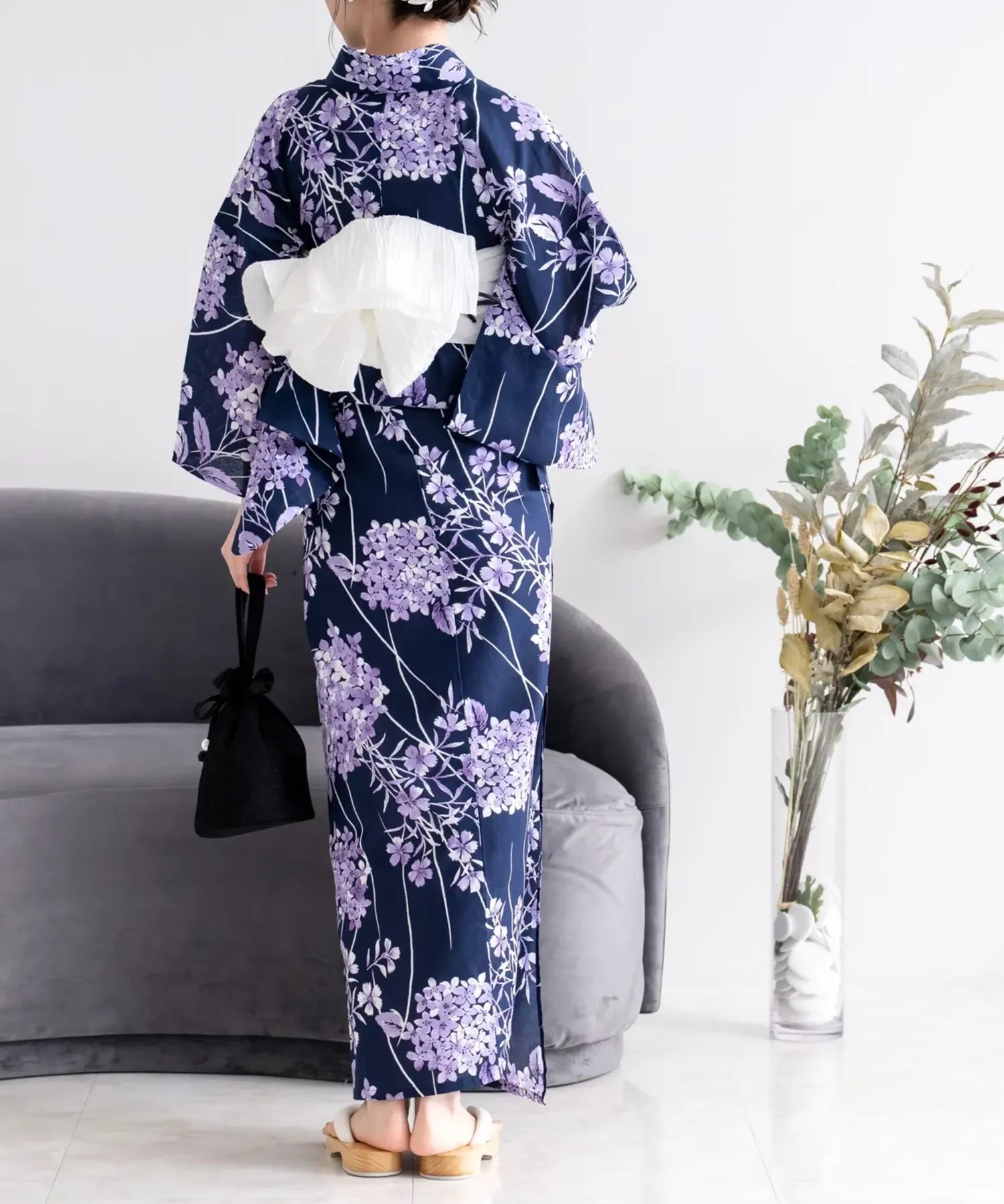 夏花浴衣 花影の紫陽花 単品