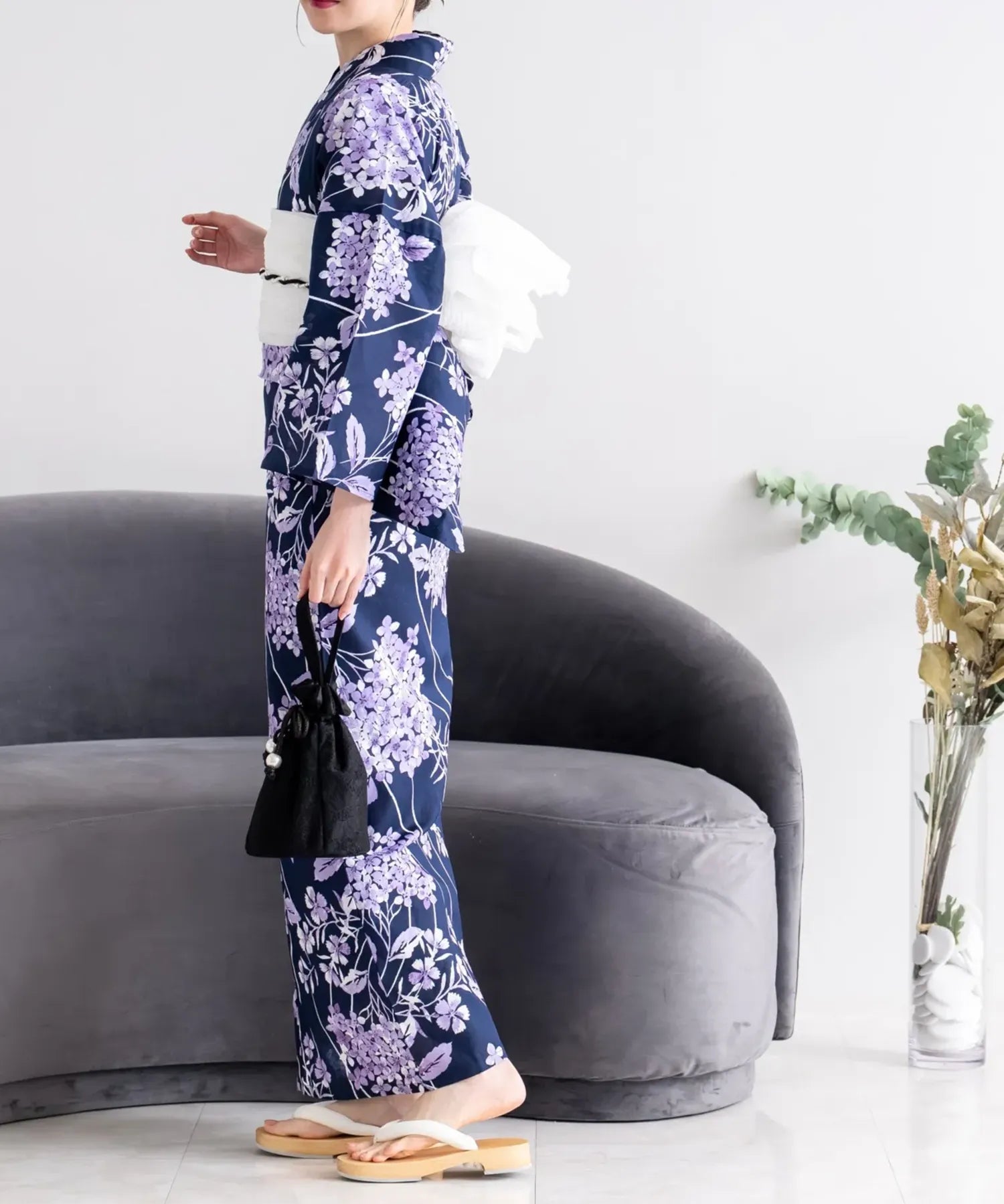 夏花浴衣 花影の紫陽花 単品