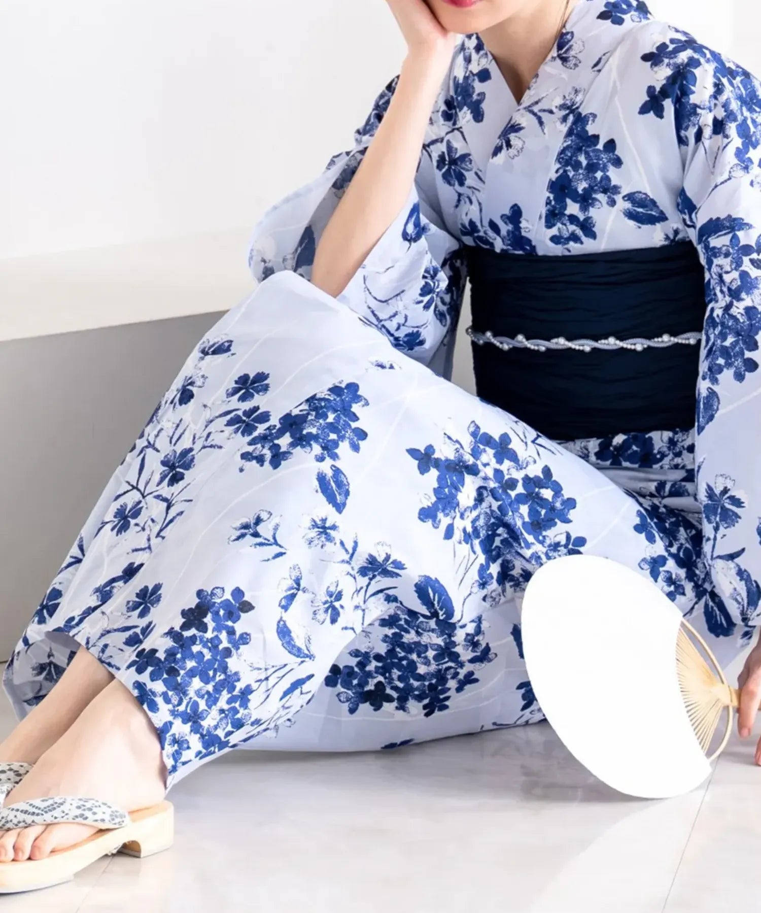 夏花浴衣 紫陽花淡しずく 単品