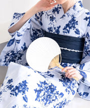 夏花浴衣 紫陽花淡しずく 単品