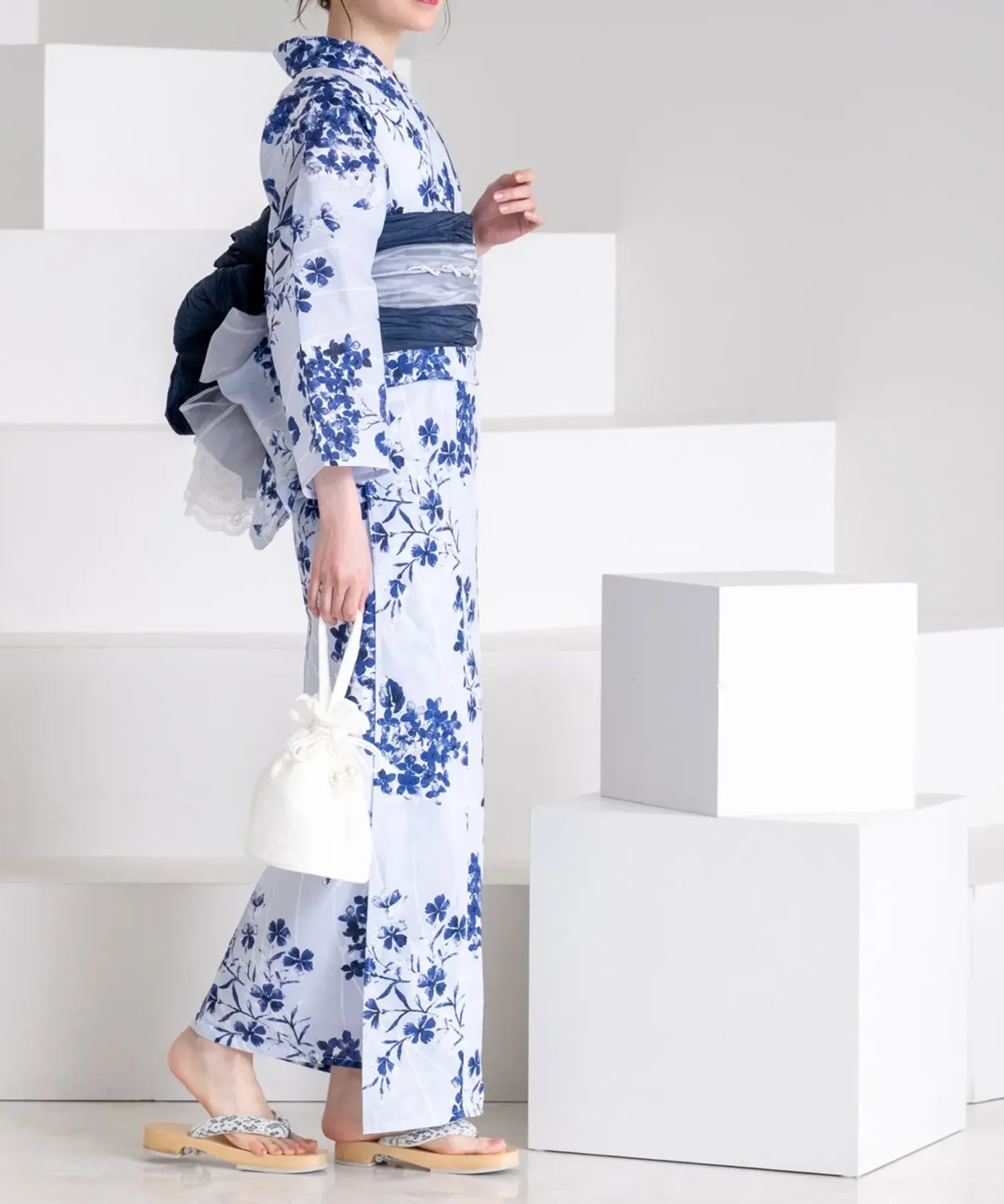夏花浴衣 紫陽花淡しずく 単品