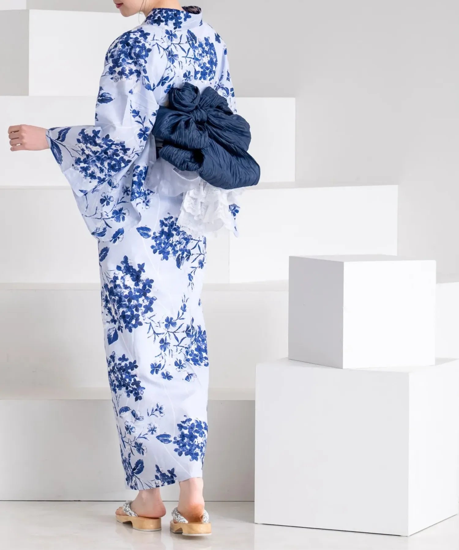 夏花浴衣 紫陽花淡しずく 単品