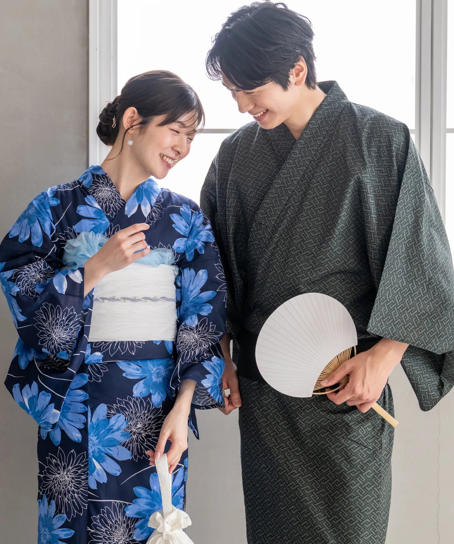 粋夏浴衣 深翠格子 メンズ単品