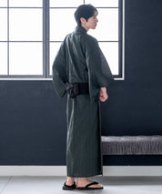 粋夏浴衣 深翠格子 メンズ単品