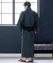 粋夏浴衣 深翠格子 メンズ単品
