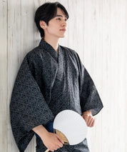 粋夏浴衣 黒影雅文 メンズ単品