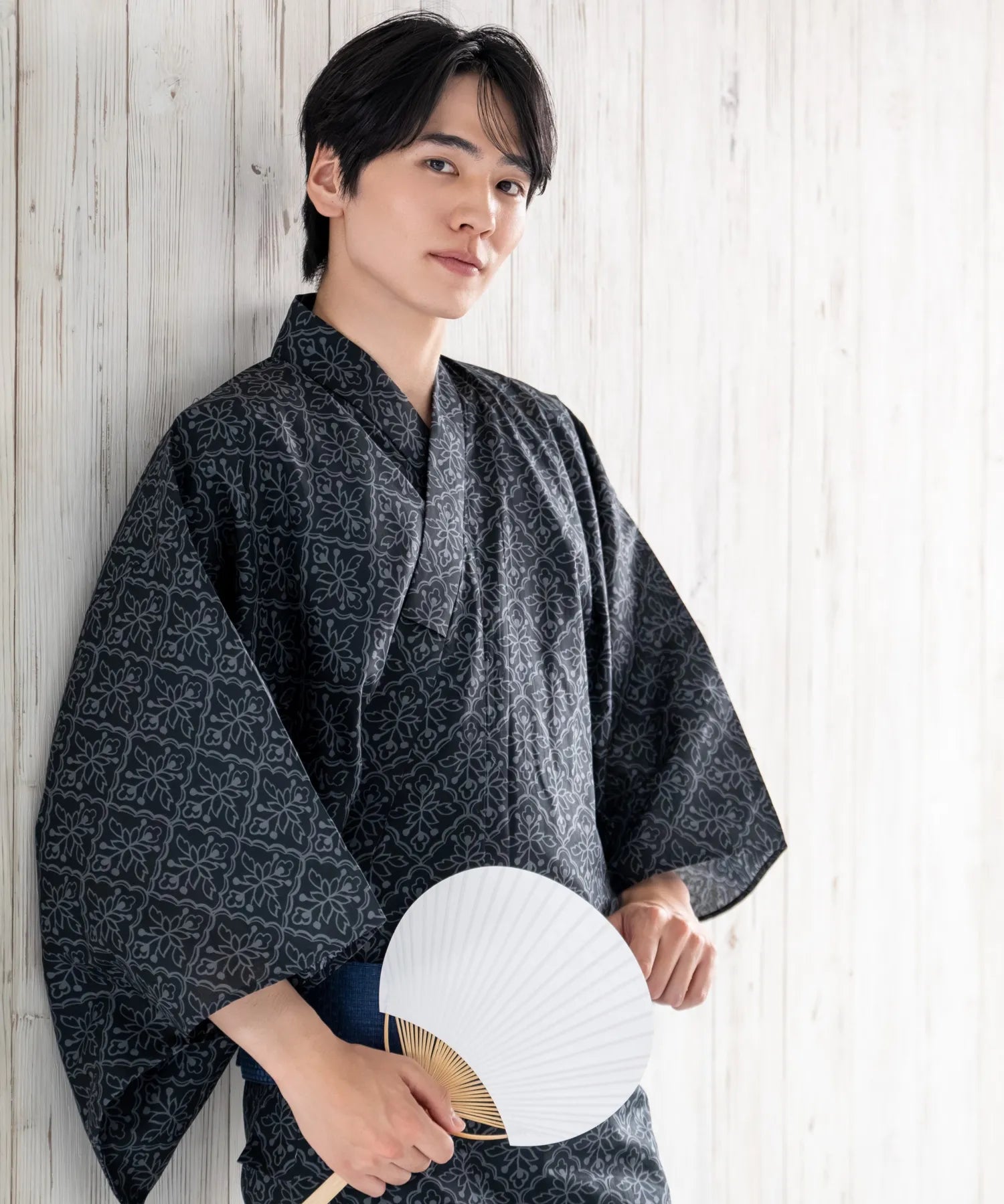 粋夏浴衣 黒影雅文 メンズ単品