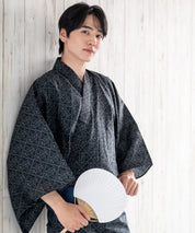 粋夏浴衣 黒影雅文 メンズ単品