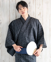 粋夏浴衣 黒影雅文 メンズ単品