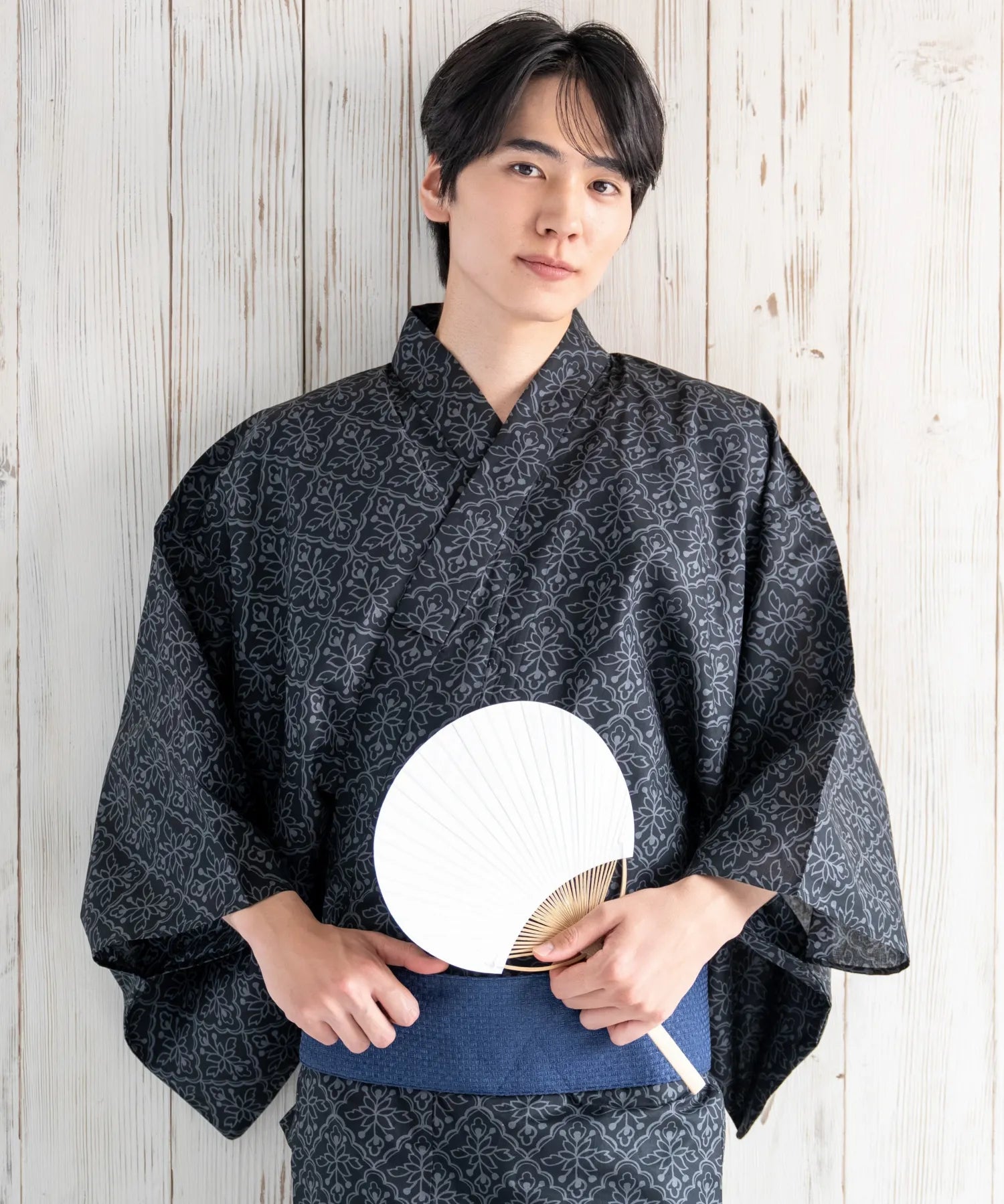 粋夏浴衣 黒影雅文 メンズ単品