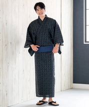 粋夏浴衣 黒影雅文 メンズ単品