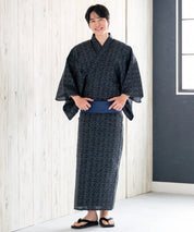 粋夏浴衣 黒影雅文 メンズ単品