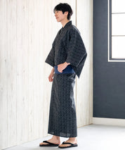 粋夏浴衣 黒影雅文 メンズ単品