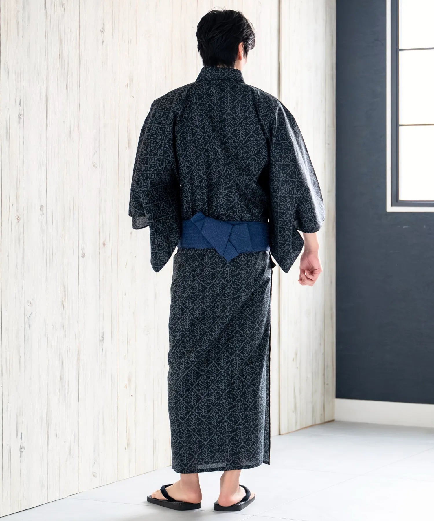 粋夏浴衣 黒影雅文 メンズ単品