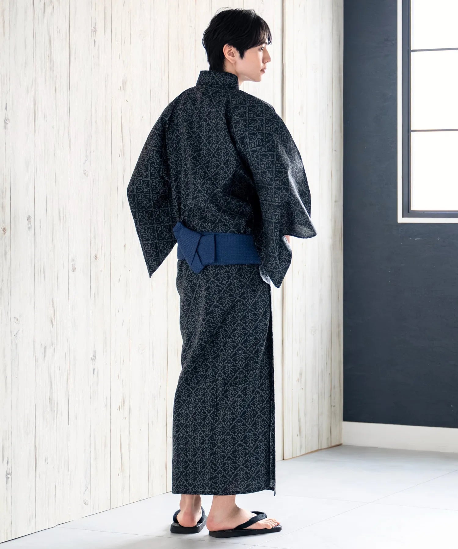 粋夏浴衣 黒影雅文 メンズ単品