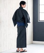 粋夏浴衣 黒影雅文 メンズ単品