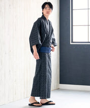 粋夏浴衣 黒影雅文 メンズ単品