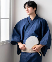 粋夏浴衣 和調藍織 メンズ単品