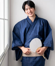 粋夏浴衣 和調藍織 メンズ単品