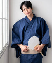 粋夏浴衣 和調藍織 メンズ単品