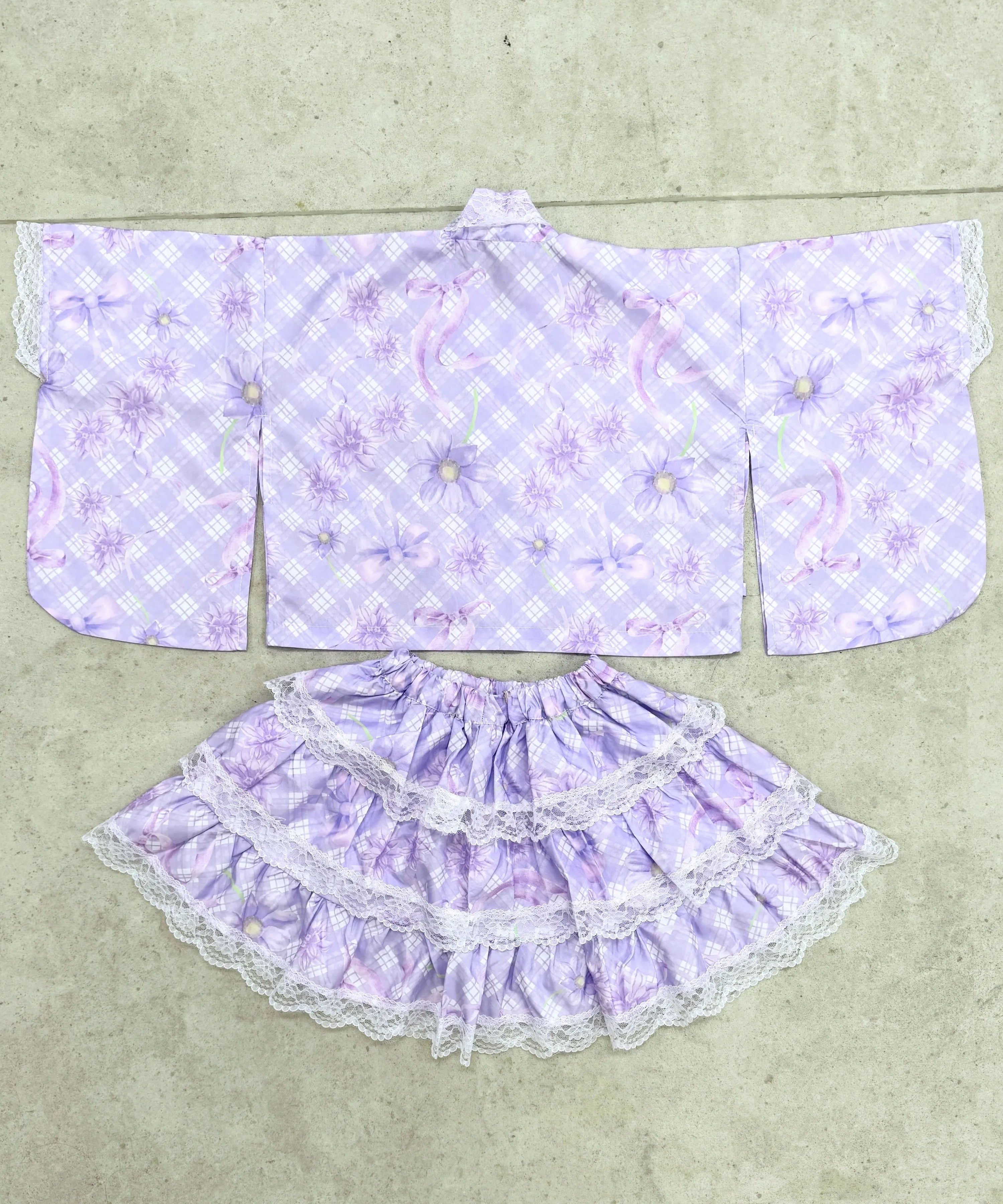 キッズ浴衣 単品 ふんわりラベンダーリボン