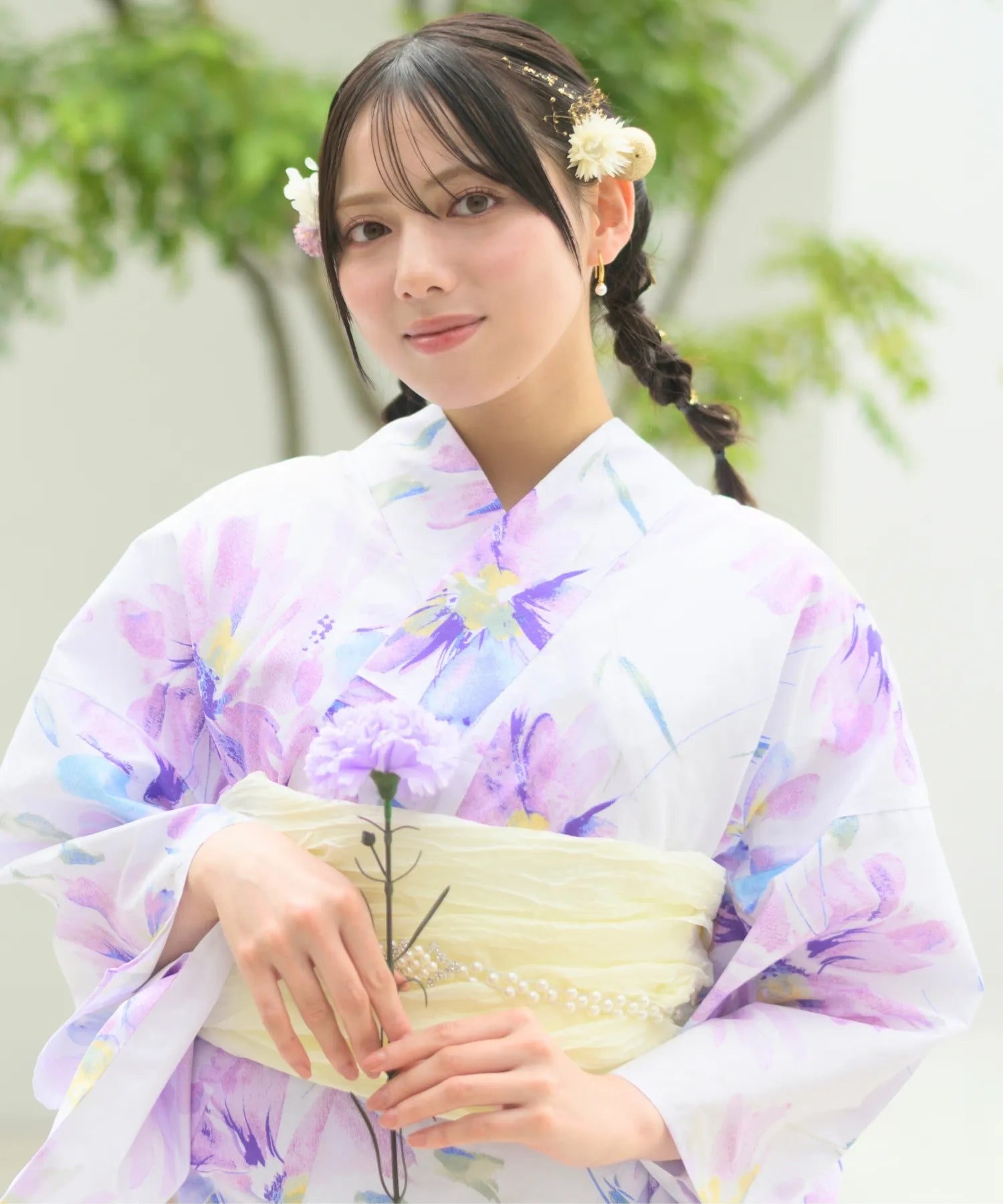 夏恋浴衣 マーガレットの花便り 4点セット(浴衣・兵児帯・腰紐×2)