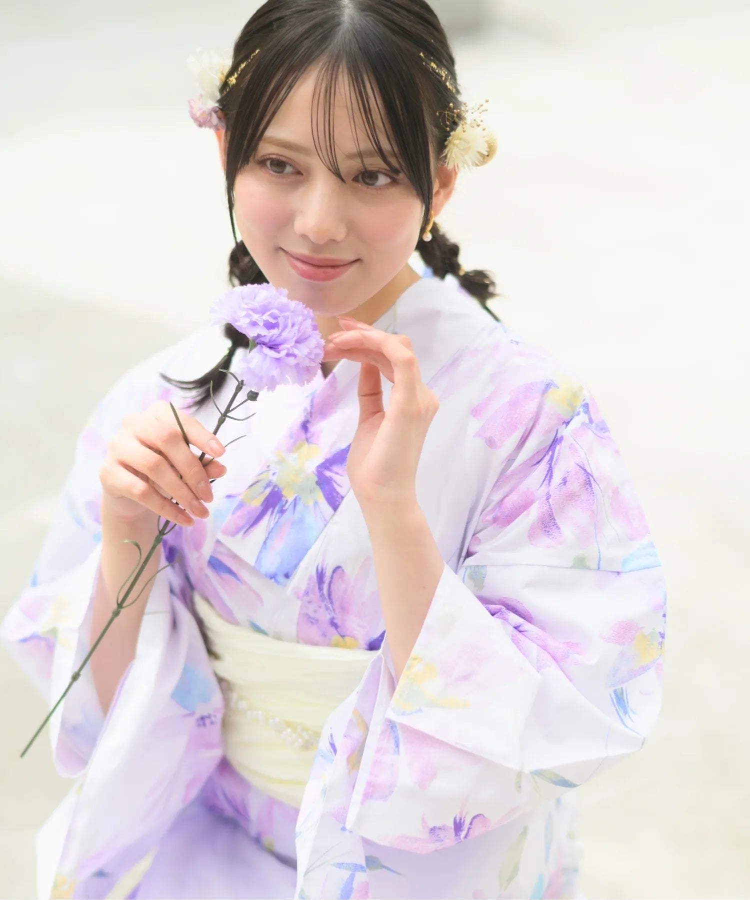 夏恋浴衣 マーガレットの花便り 4点セット(浴衣・兵児帯・腰紐×2)