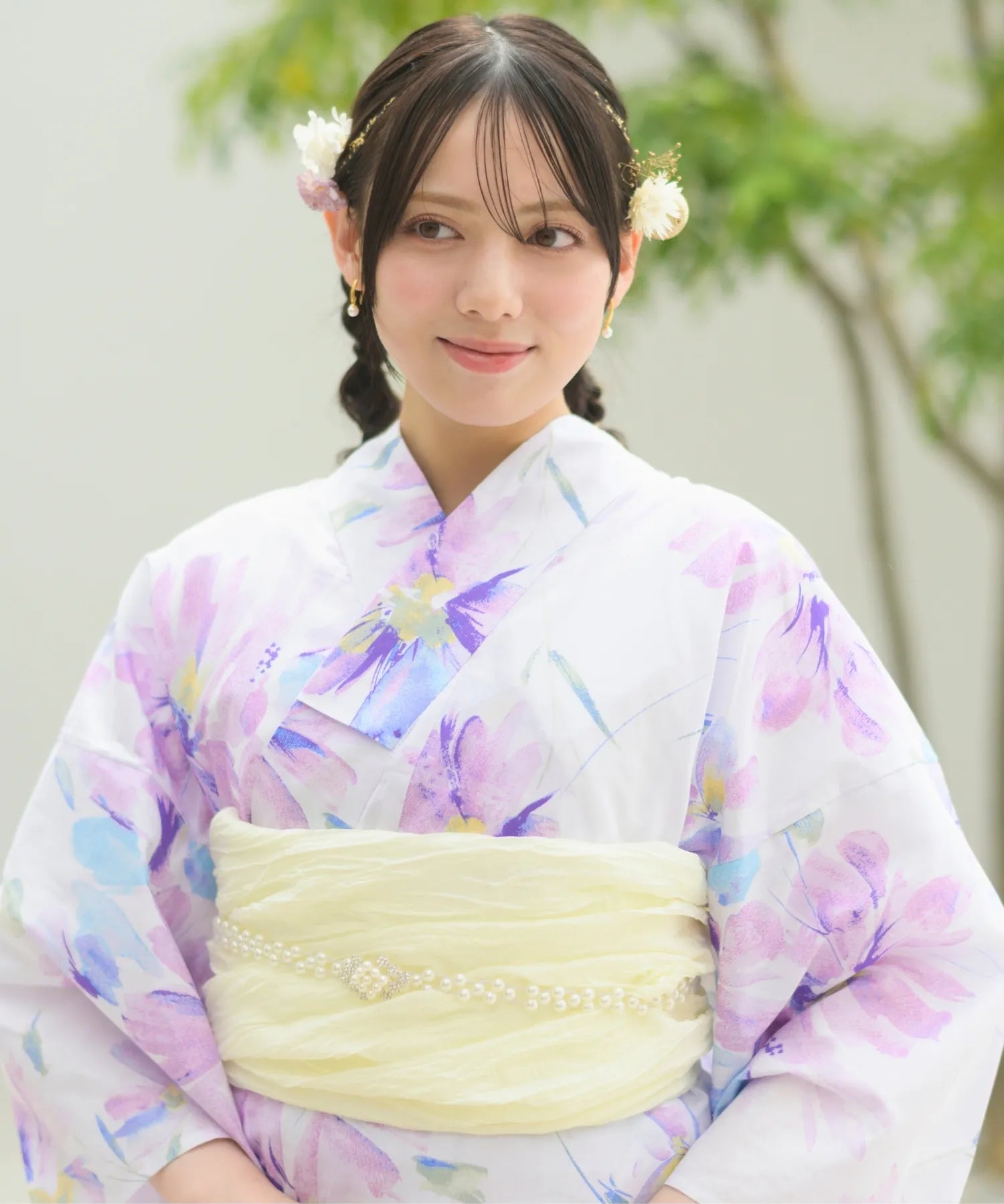 夏恋浴衣 マーガレットの花便り 4点セット(浴衣・兵児帯・腰紐×2)