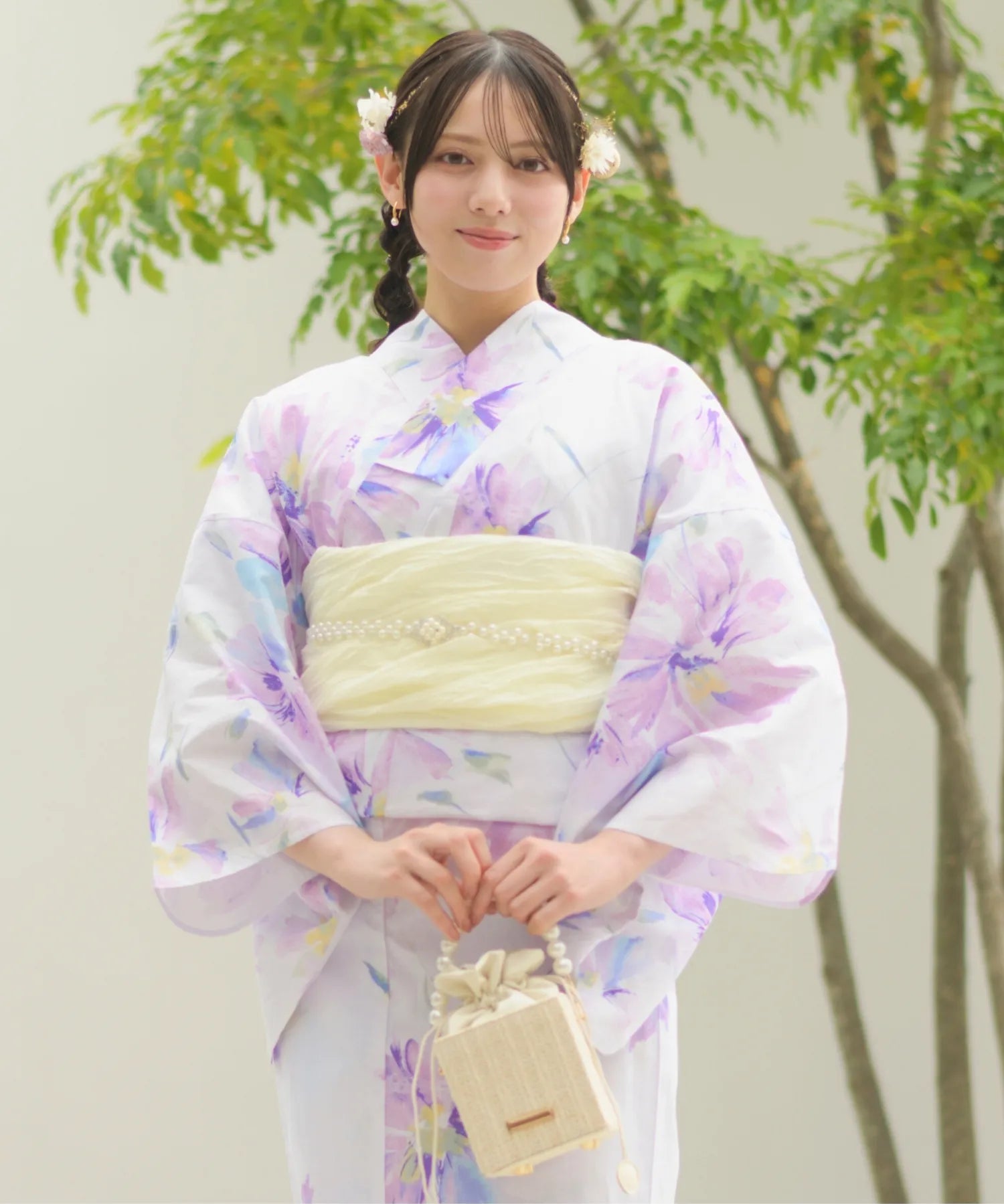 夏恋浴衣 マーガレットの花便り 4点セット(浴衣・兵児帯・腰紐×2)