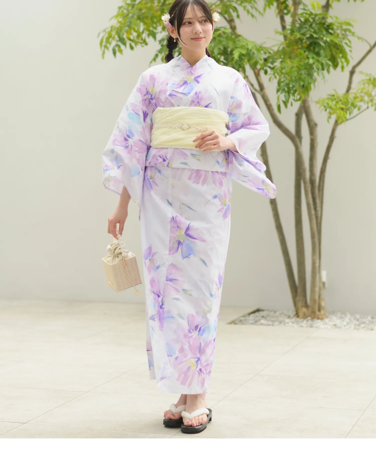夏恋浴衣 マーガレットの花便り 4点セット(浴衣・兵児帯・腰紐×2)