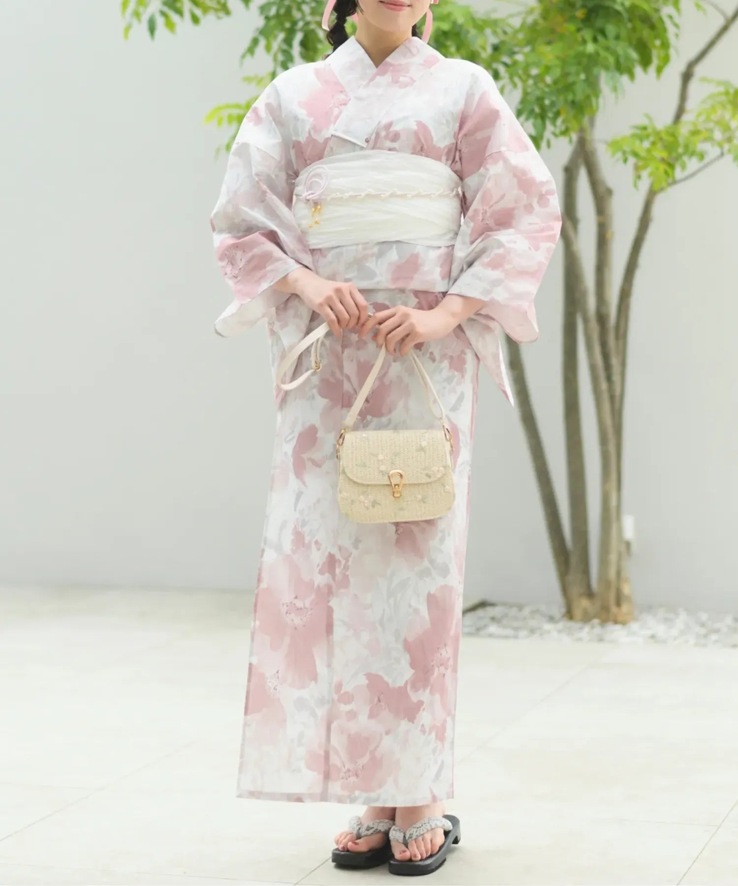 夏恋浴衣 恋花模様 4点セット(浴衣・兵児帯・腰紐×2)