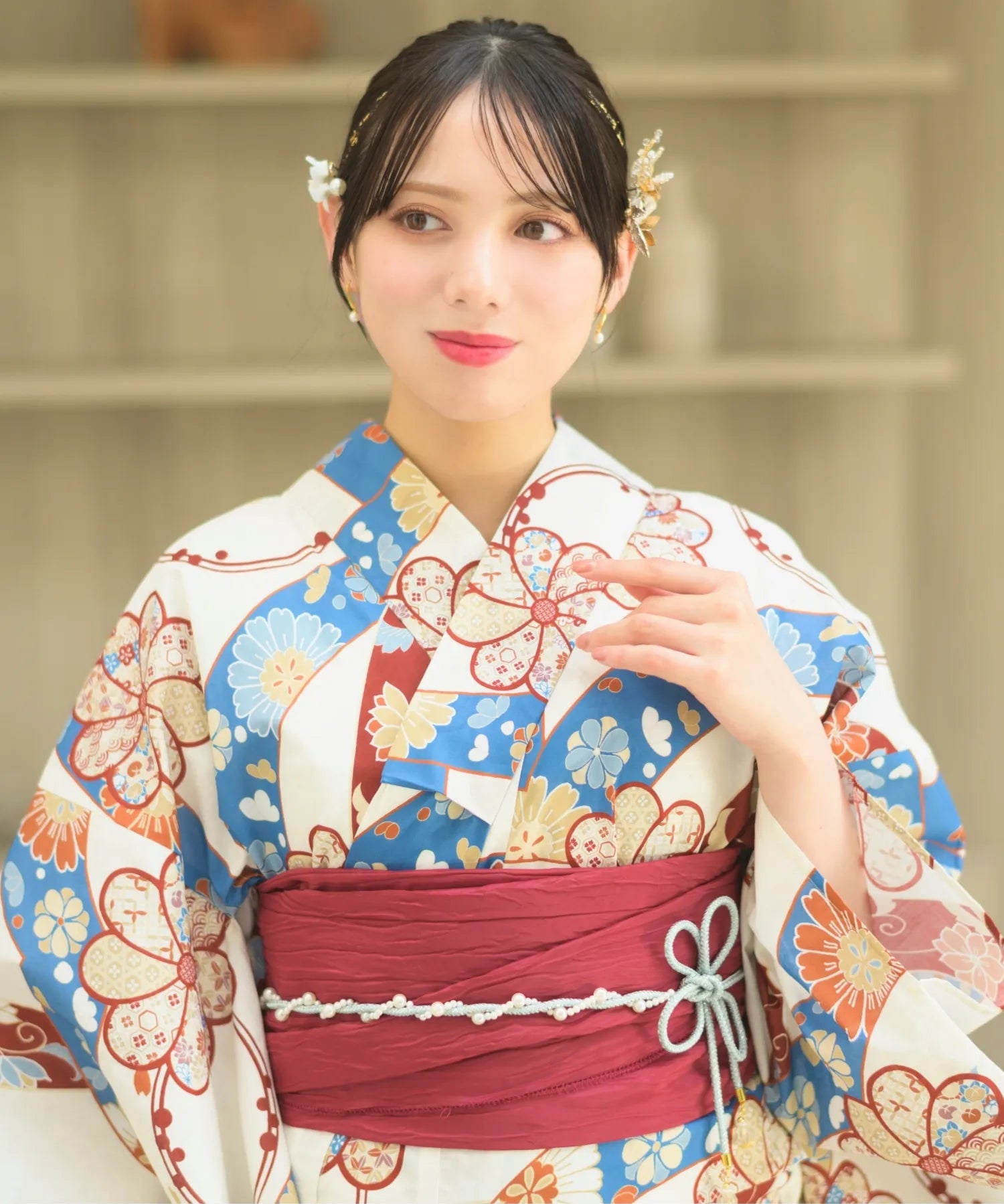 夏恋浴衣 花織りの舞 4点セット(浴衣・兵児帯・腰紐×2)