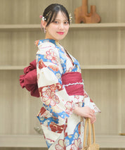 夏恋浴衣 花織りの舞 4点セット(浴衣・兵児帯・腰紐×2)