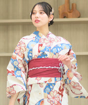 夏恋浴衣 花織りの舞 4点セット(浴衣・兵児帯・腰紐×2)