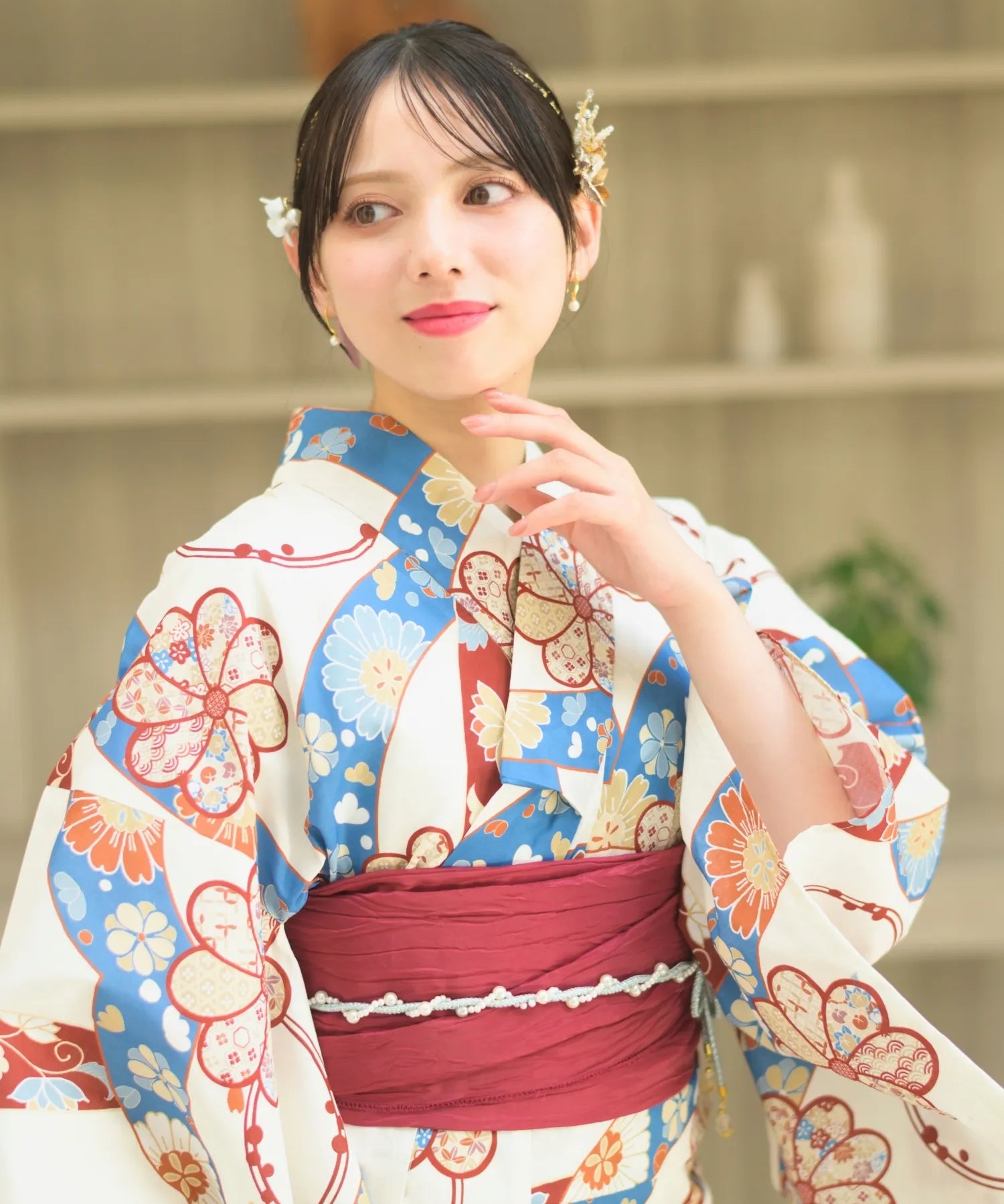 夏恋浴衣 花織りの舞 4点セット(浴衣・兵児帯・腰紐×2)